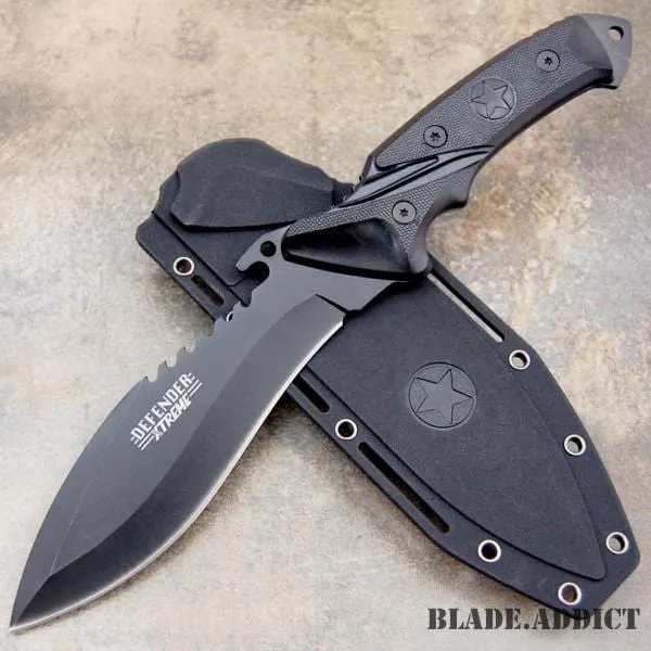 11" Black Hunting Fixed Blade Survival Knife