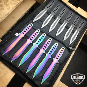 12 PCs 6" Ninja Hunting Rainbow Kunai Throwing Knives   Case