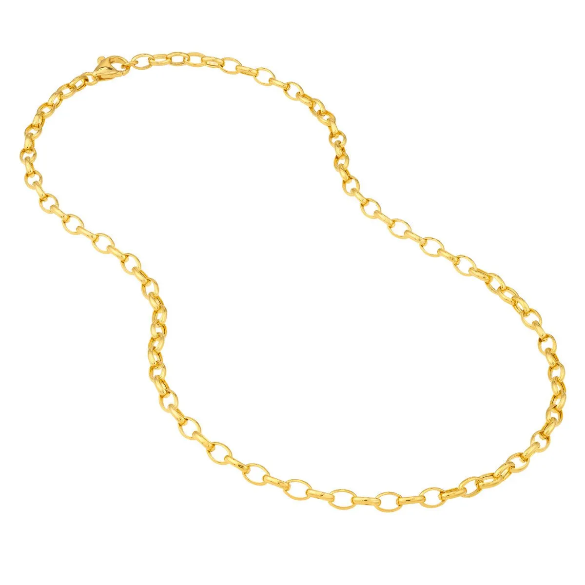 14K Yellow Gold 4.50mm Hollow Oval Forzentina Chain with Pear Lock