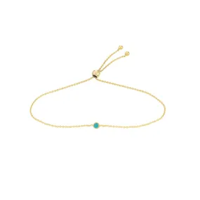 14K Yellow Gold Mini Turquoise Enamel Bezel Bolo Bracelet