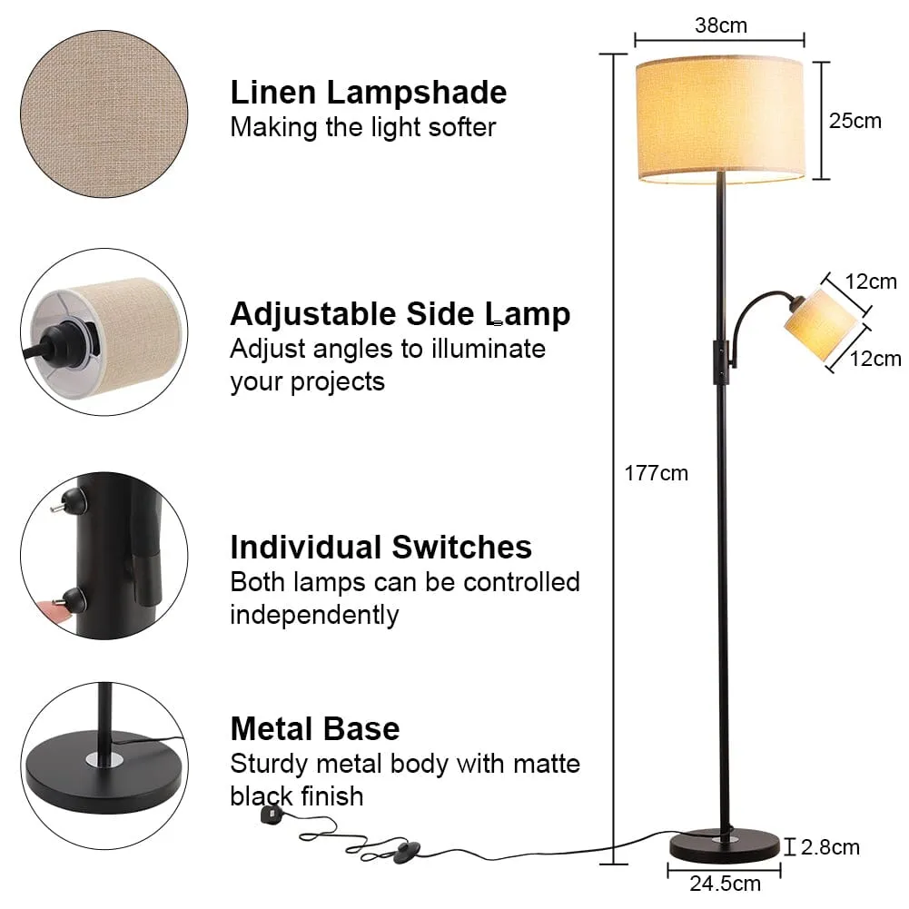 2-Light Floor Standing Lamp with Adjustable Head