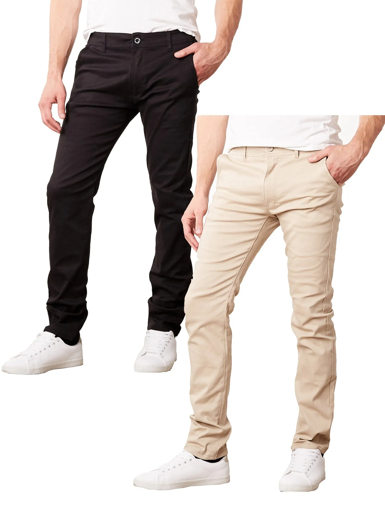 2-Pack Men's Flex Stretch Slim Fit Cotton Everyday Chino Pants (31" Inseam)