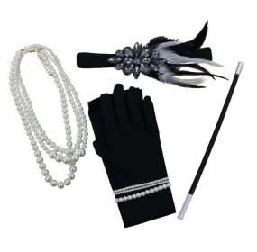 20's Flapper Kit (Long Gloves, Headband, Cigar Holder, Necklace