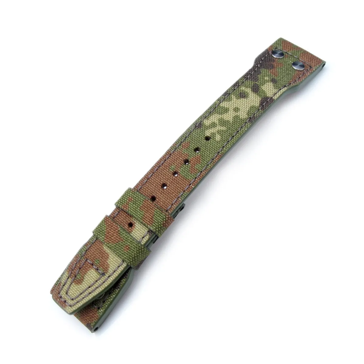 22mm MiLTAT Forest Camo Nylon Replacement Strap compatible with IWC Big Pilot, Rivet Lug