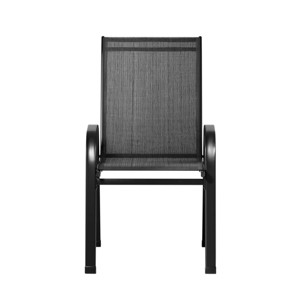 2PC Outdoor Dining Chairs Stackable Lounge Chair Patio Furniture Black