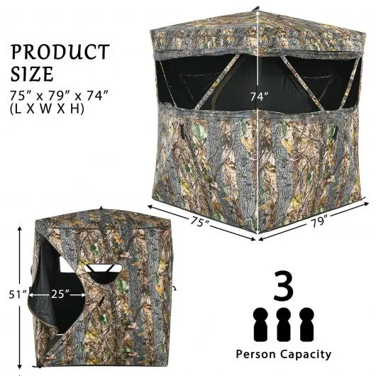 3 Person Hunting camouflage Surround View Tent with Slide Mesh Window