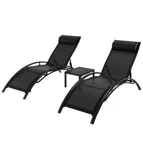 3 Piece Sun Lounger Set Black