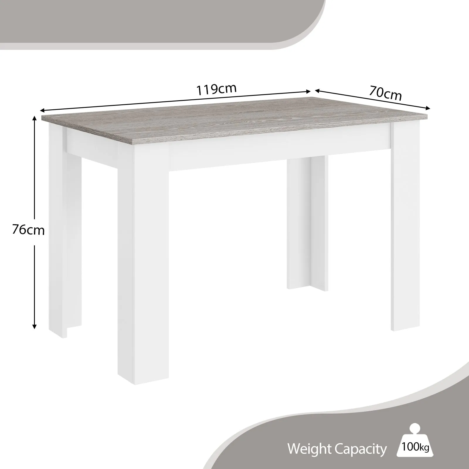 47 Inches Dining Table Kitchen Table for Small Spaces-Brown