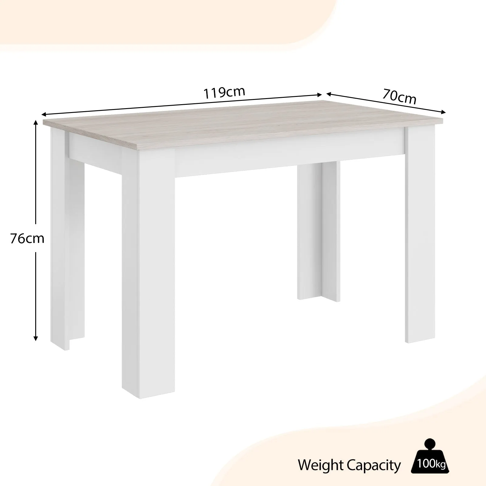 47 Inches Dining Table Kitchen Table for Small Spaces-Grey