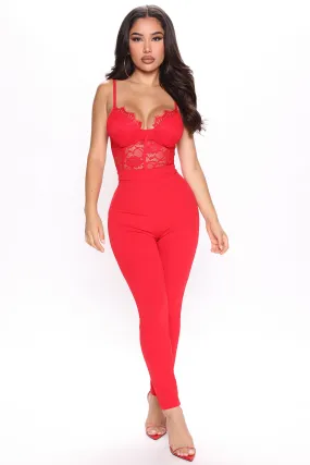 Always Time For Me Jumpsuit - Red