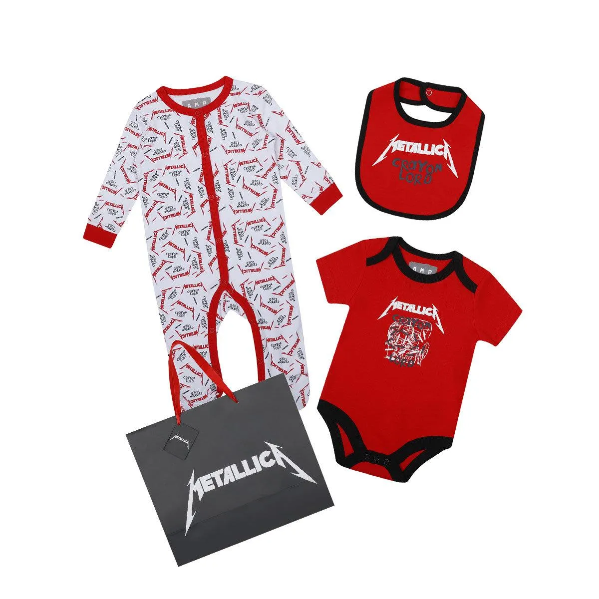 Amplified Baby Crayon Lord Metallica Babygrow Set (Pack of 3)