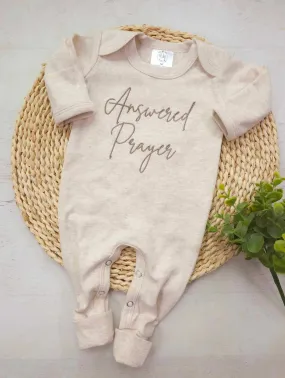 Answered Prayer Long Seeve Onesie | Oatmeal