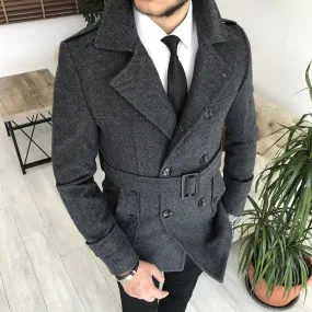 Arctic Anthracite Double Breasted Over Coat by ITALIAN VEGA®