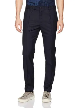 Armani Exchange Men's Front Creased Wool Blend Chino Pants, Navy, 34