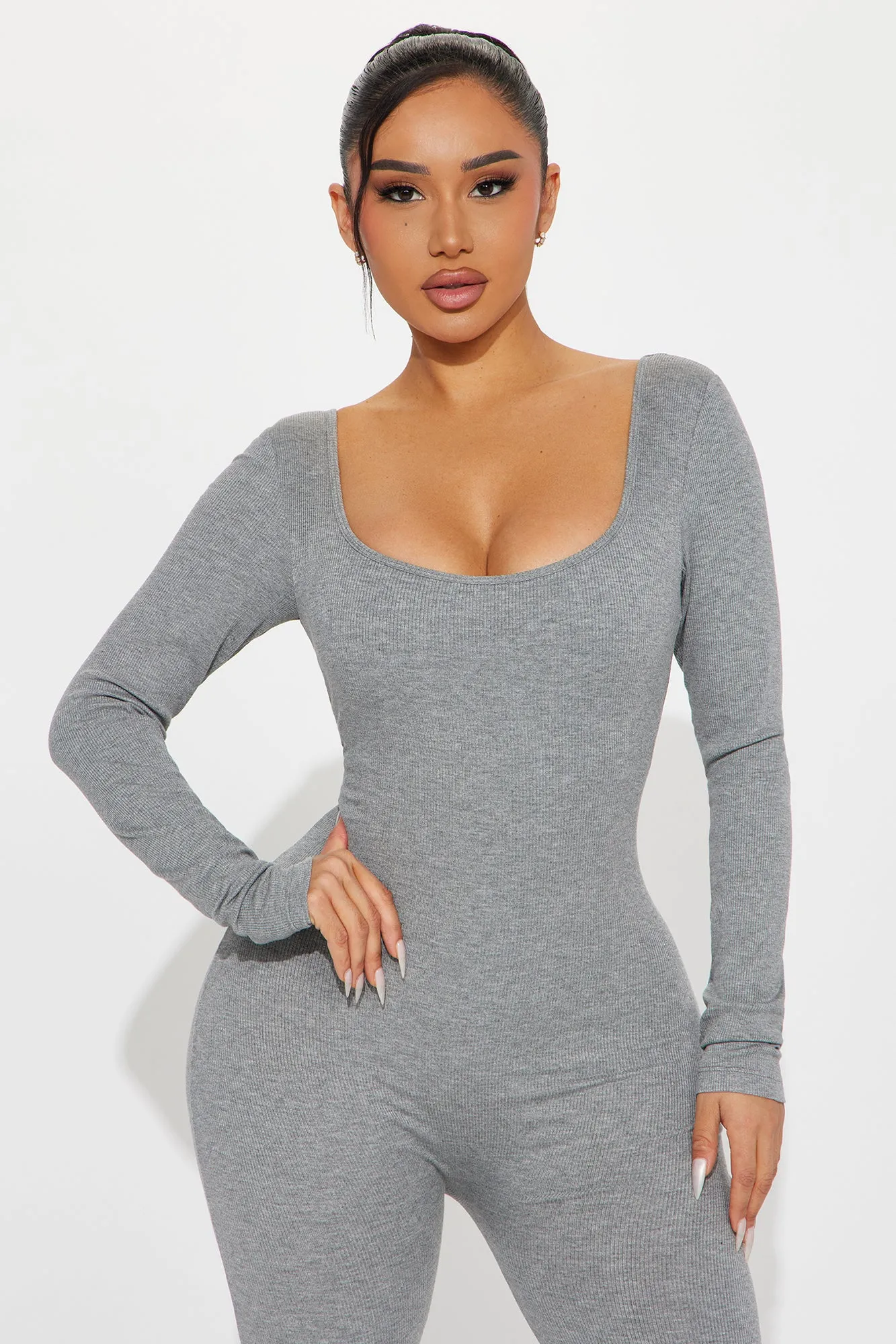 Ava Flare Shapewear Jumpsuit - Heather Grey