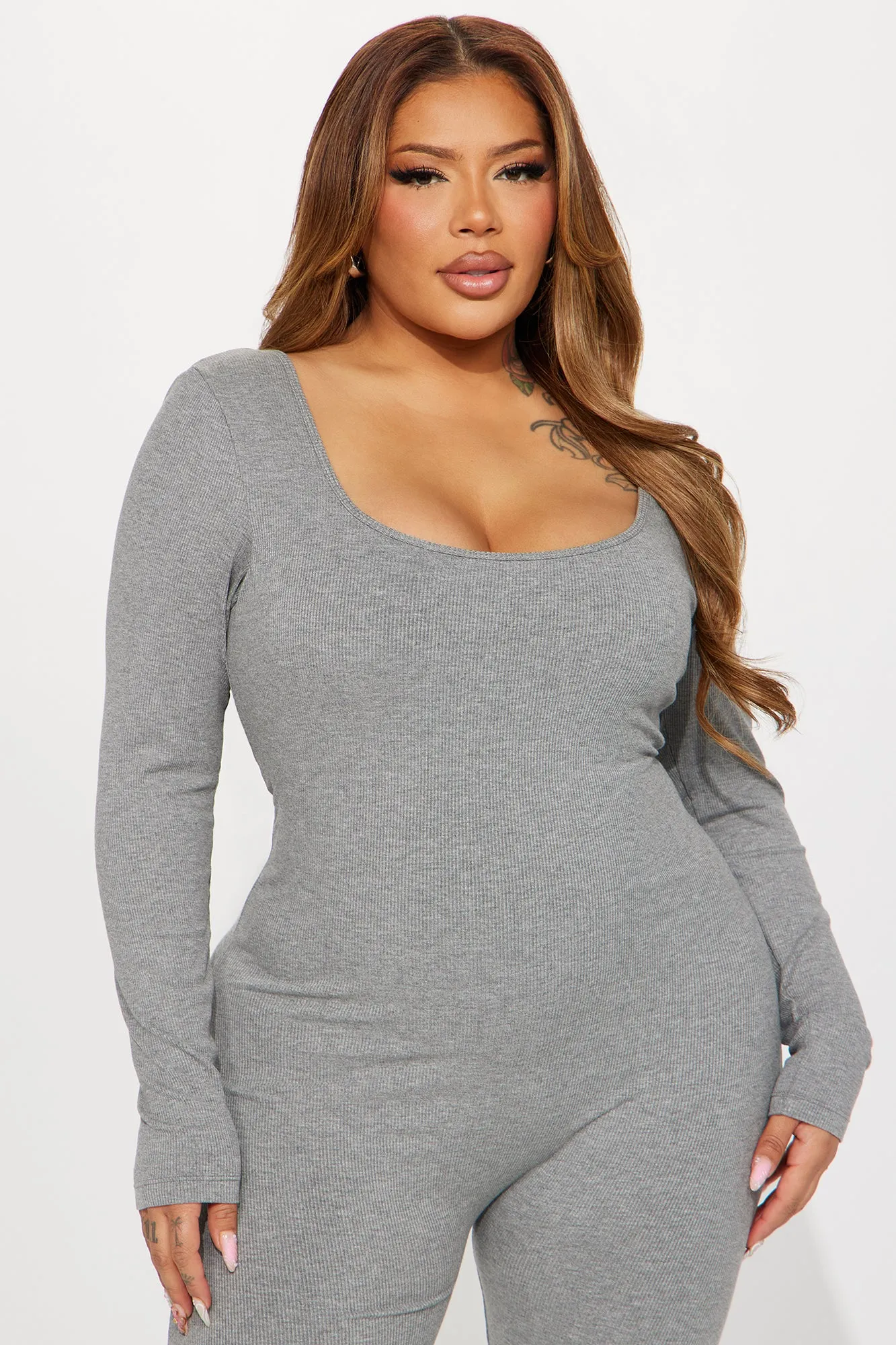 Ava Flare Shapewear Jumpsuit - Heather Grey