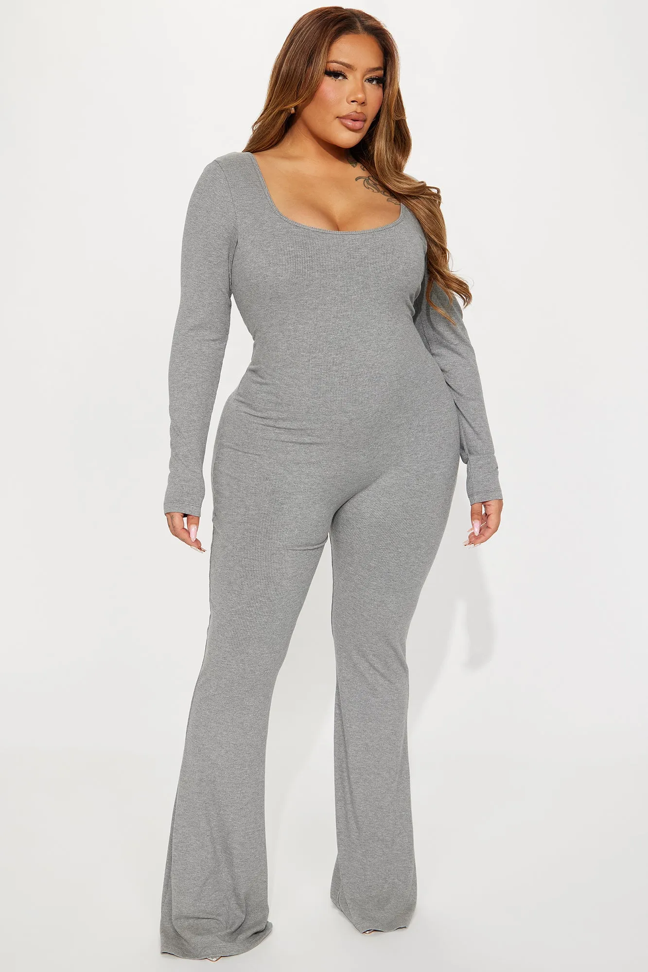 Ava Flare Shapewear Jumpsuit - Heather Grey