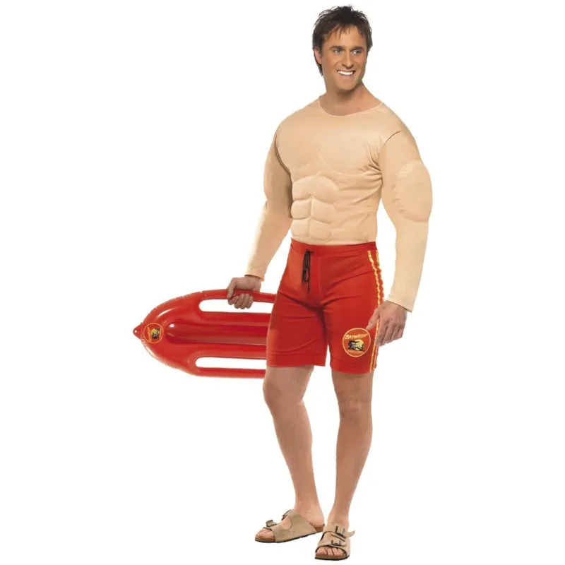 Baywatch Lifeguard Costume with Muscle Chest