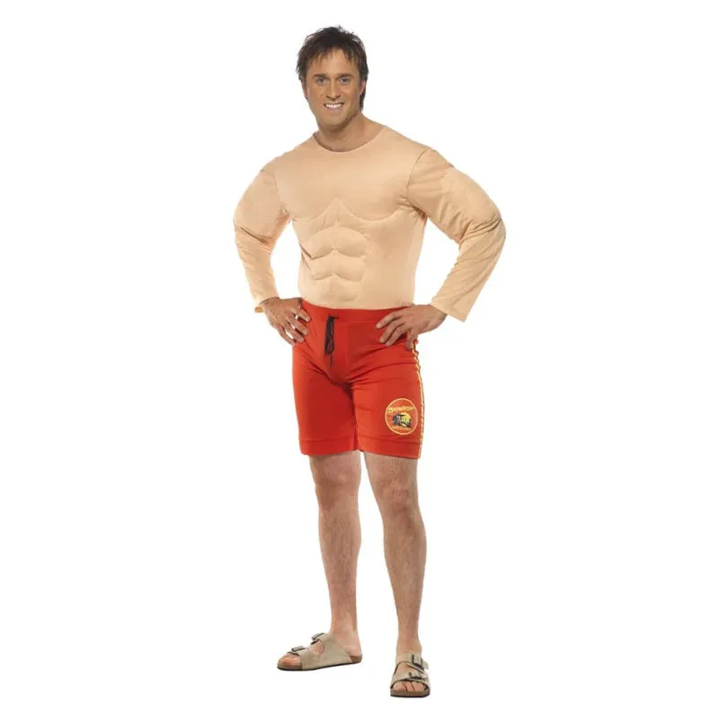 Baywatch Lifeguard Costume with Muscle Chest