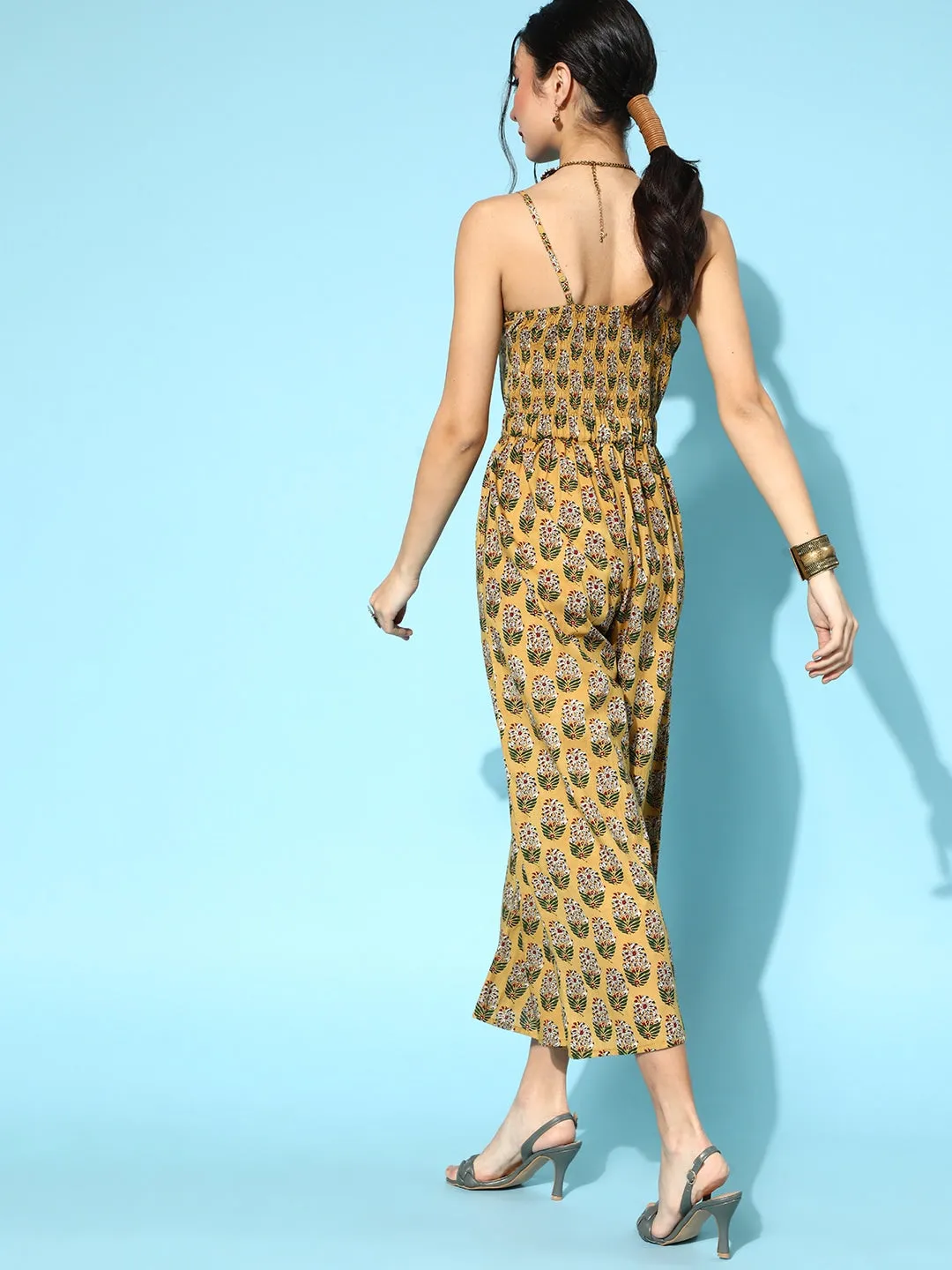 Beige Printed Jumpsuit