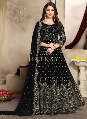 Black Georgette Wedding Anarkali Suit