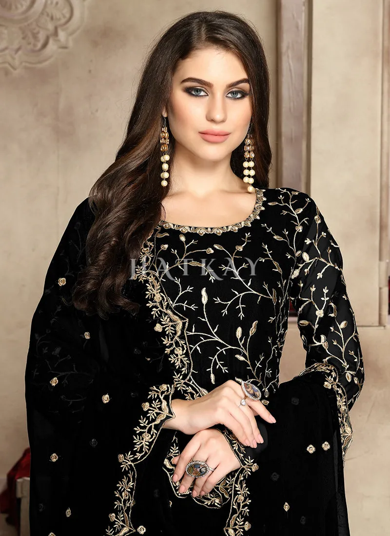 Black Georgette Wedding Anarkali Suit