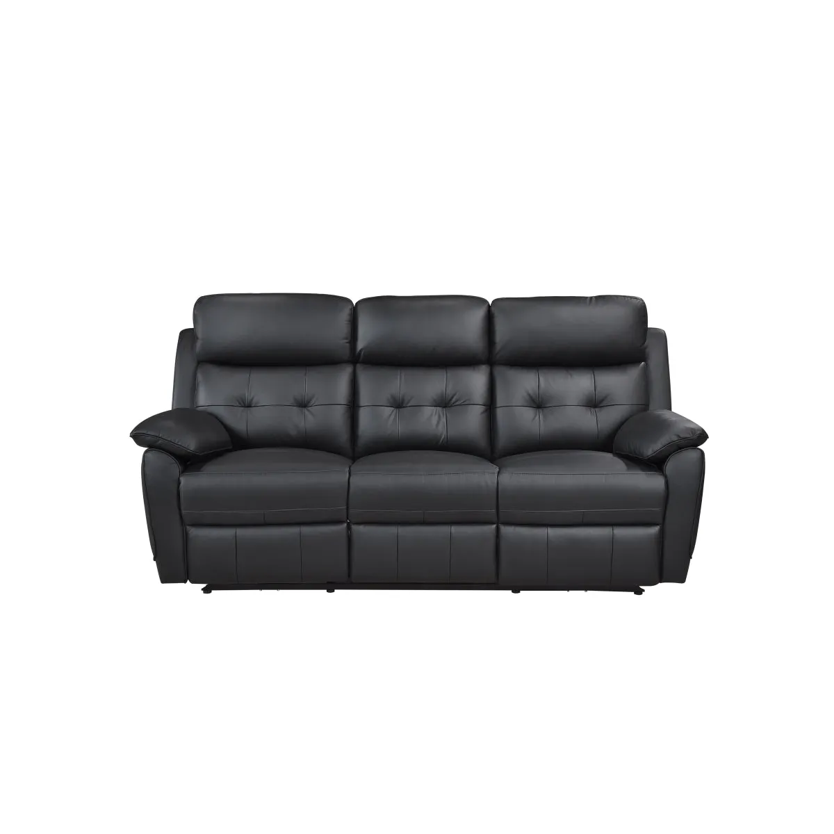 Black Leather Power Reclining Sofa with USB Ports