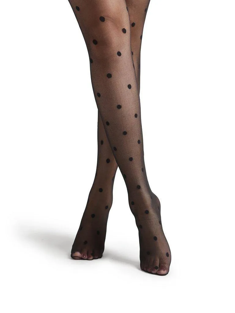 Black Polka Dot Pattern Sheer Mesh Pantyhose Stockings