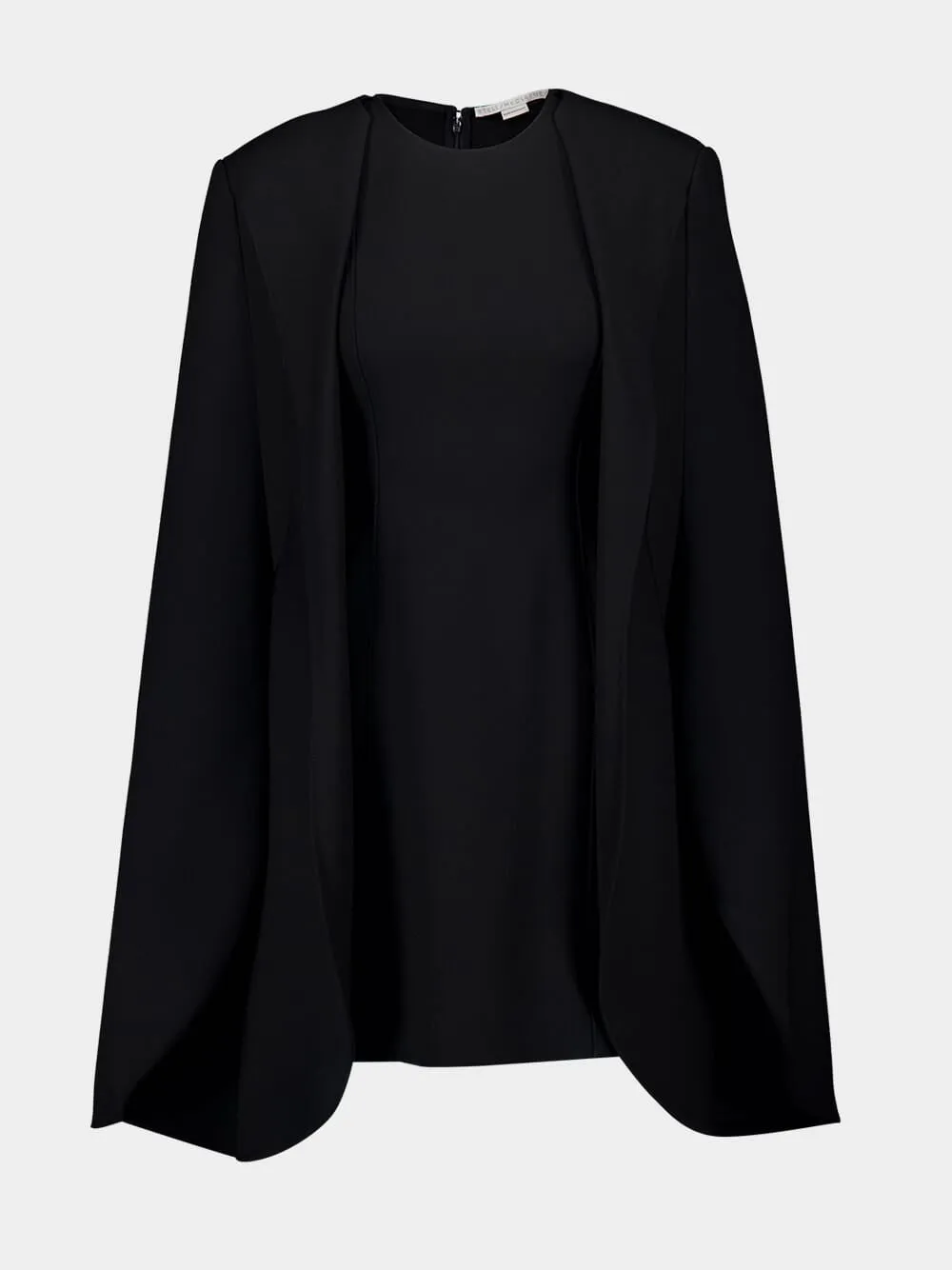 Black Round Neck Cape Mini Dress