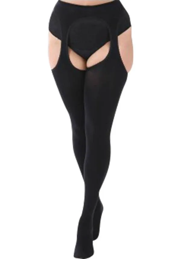 Bodyfree Curvy [Black] | SUSPENDER TIGHTS