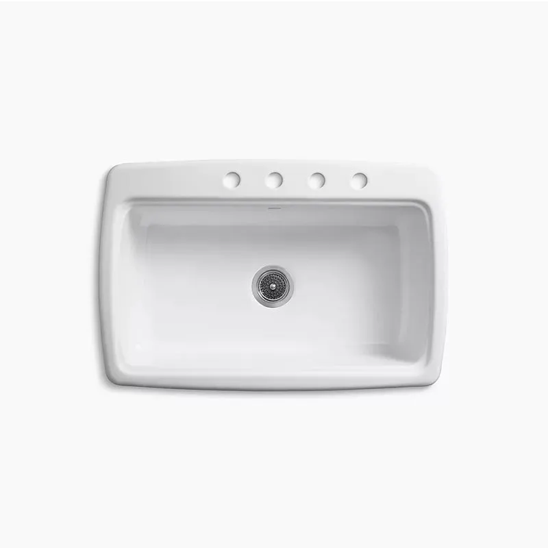 Cape Dory 22" x 33" x 9.63" Enameled Cast Iron Single-Basin Drop-In Kitchen Sink in White