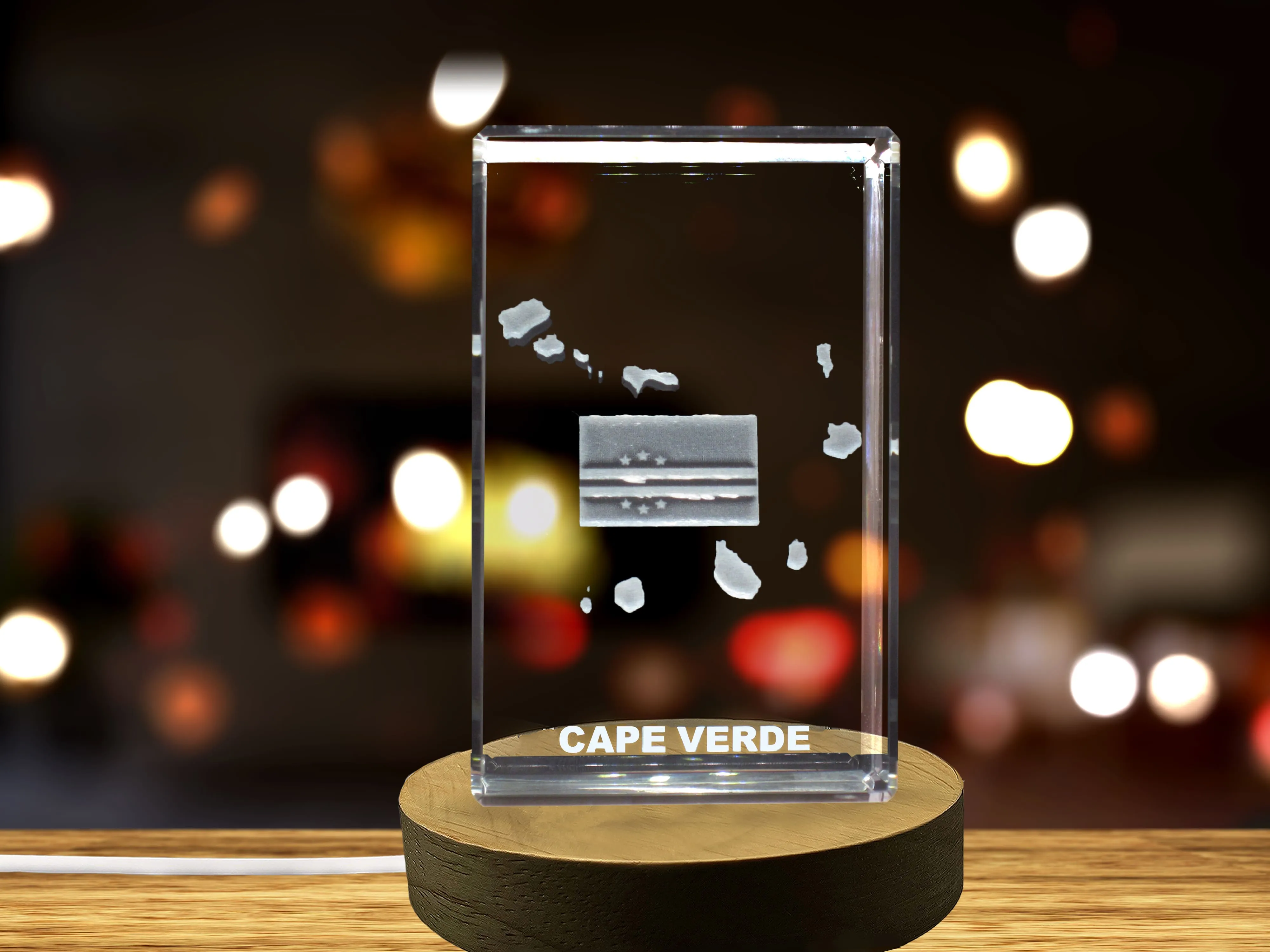 Cape Verde 3D Engraved Crystal 3D Engraved Crystal Keepsake/Gift/Decor/Collectible/Souvenir