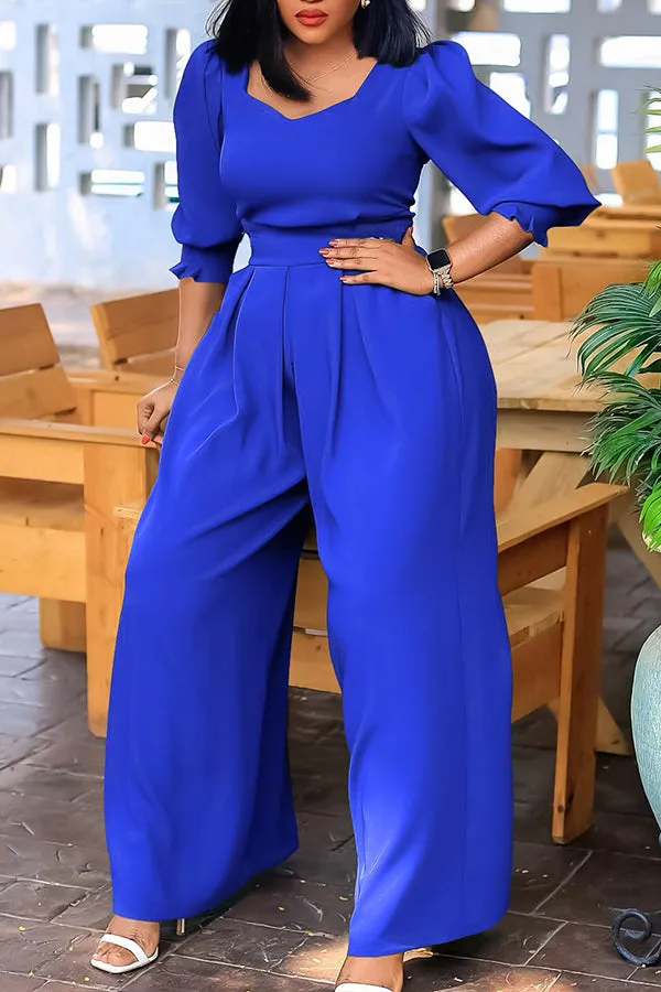 Chic Sweetheart Collar Pleated Jumpsuit