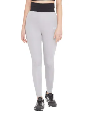 Clovia Women's Polyester Activewear Ankle Length Tights (AB0050P01_Grey_L)