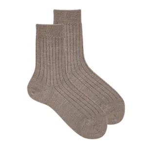 Cóndor Sand Extrafine Merino Wool Rib Socks