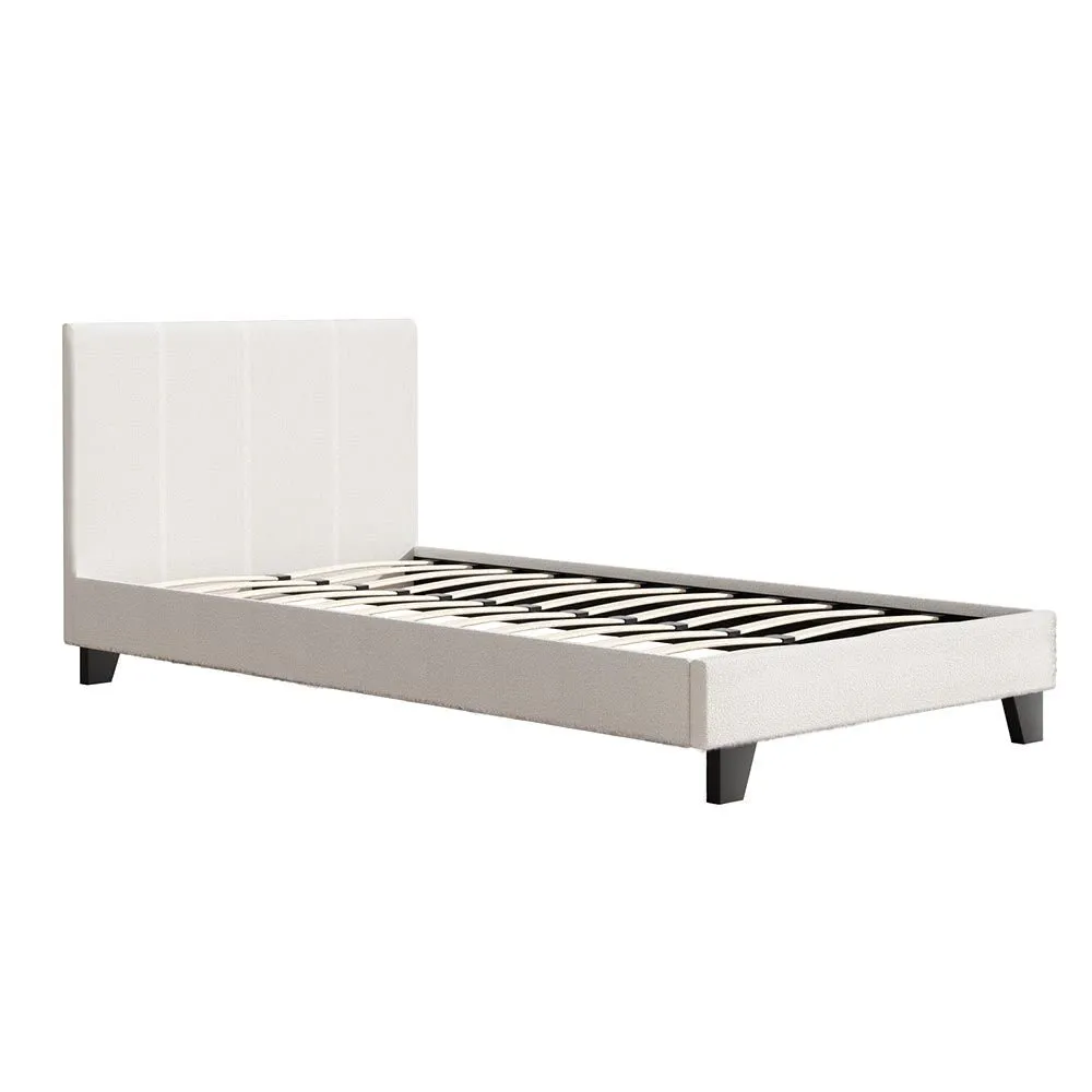 Coogee King Single Bed Frame Cuddly White Bouclé