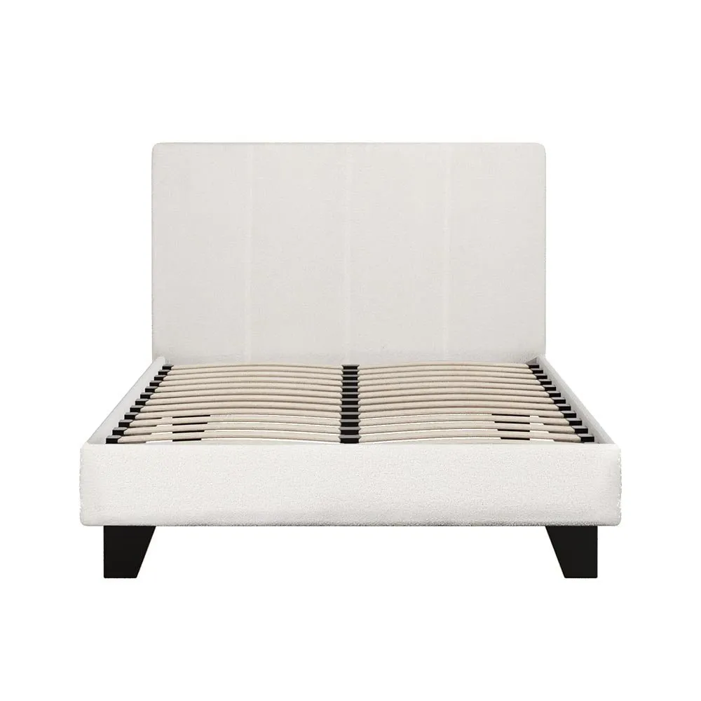 Coogee King Single Bed Frame Cuddly White Bouclé