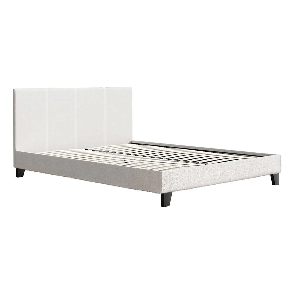 Coogee Queen Bed Frame Cuddly White Bouclé