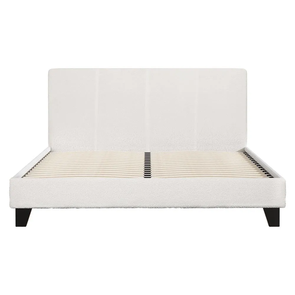 Coogee Queen Bed Frame Cuddly White Bouclé