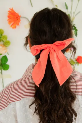 Coral Long Bow Scrunchie