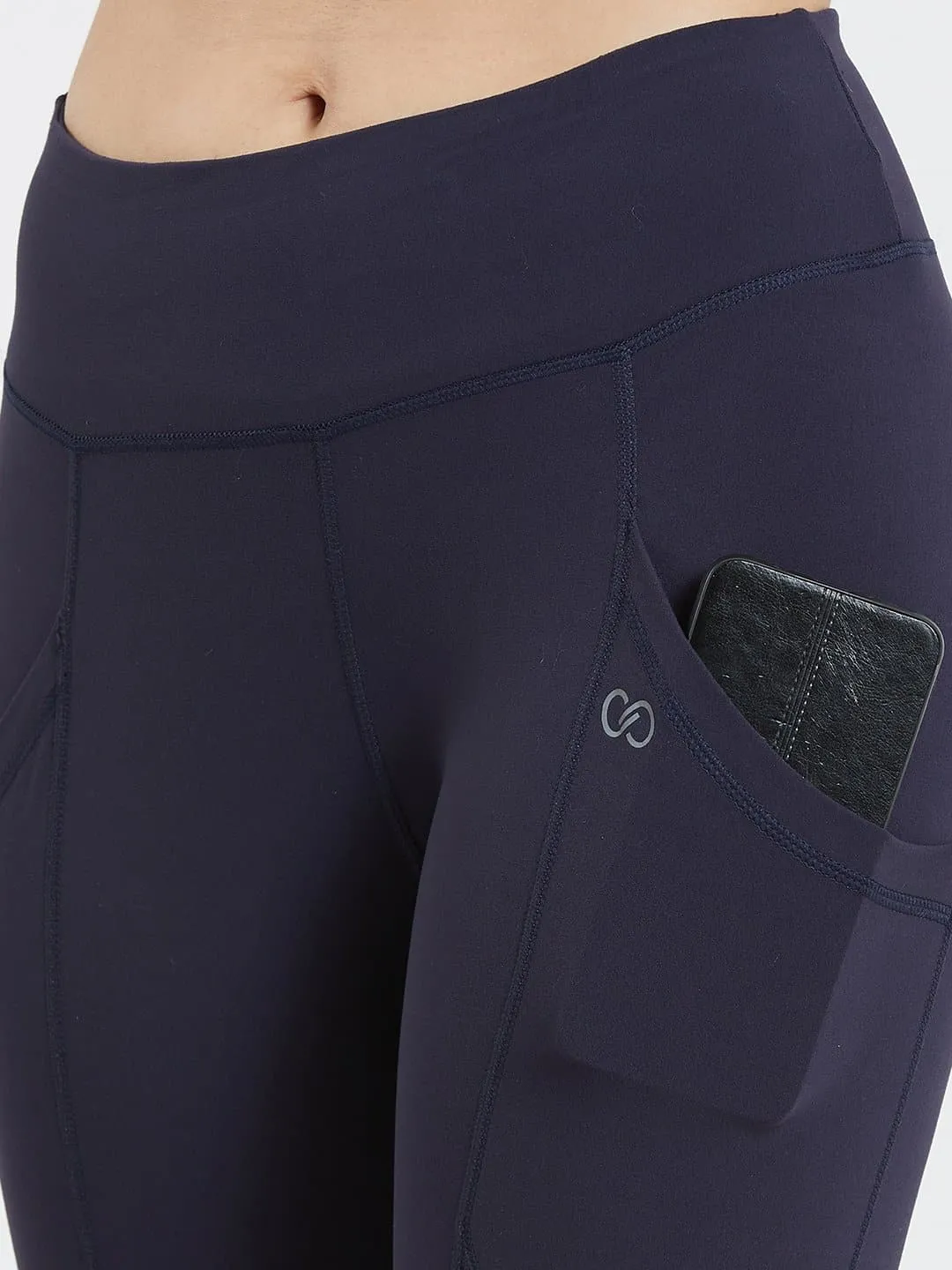 Creeluxe Fierce Navy Ankle Length Pocket Leggings