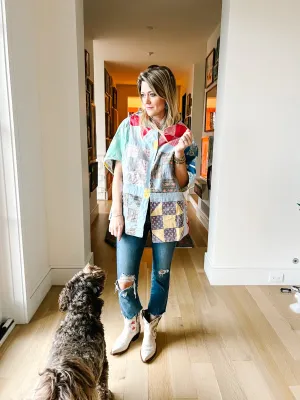 Cropped Colorful Geometric Cape