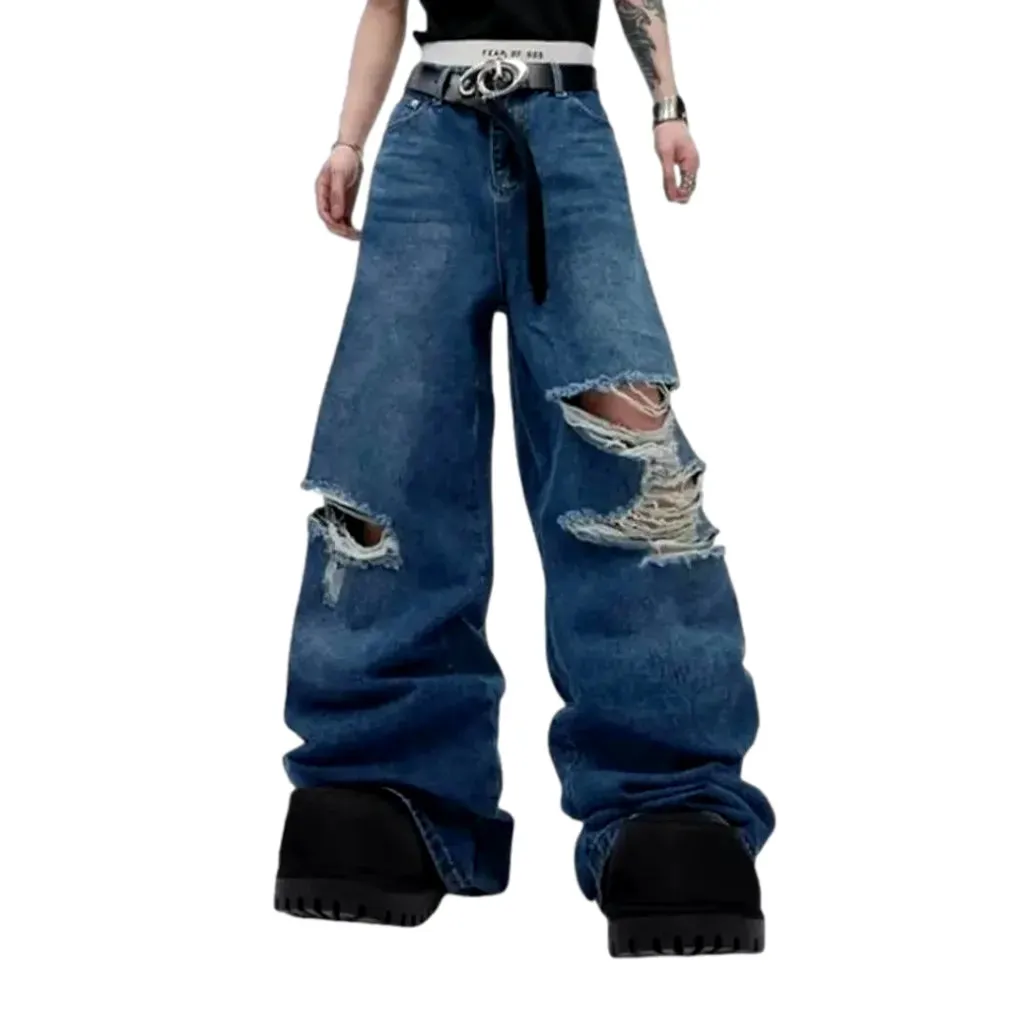 Distressed vintage flared men's jeans