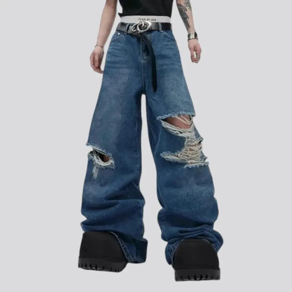 Distressed vintage flared men's jeans