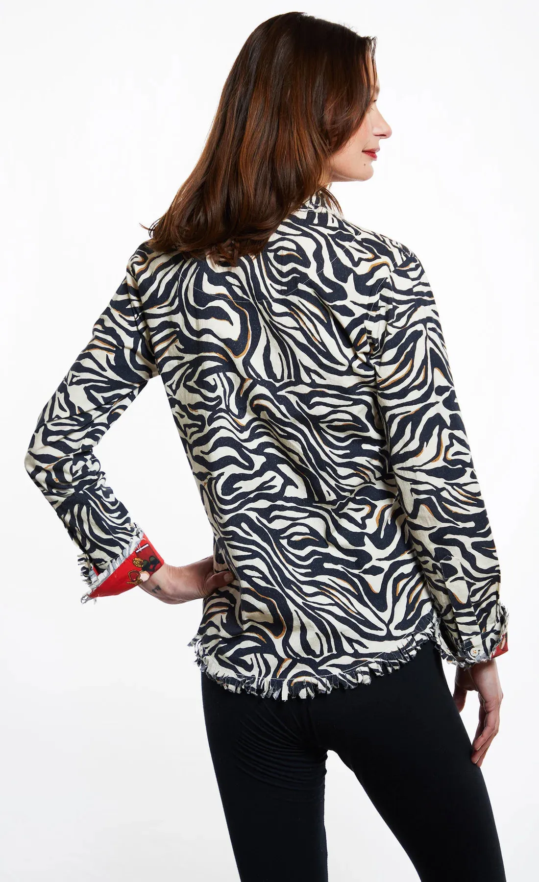 Dizzy Lizzie 4949-F833 Cape Cod Black and Ivory Zebra Top