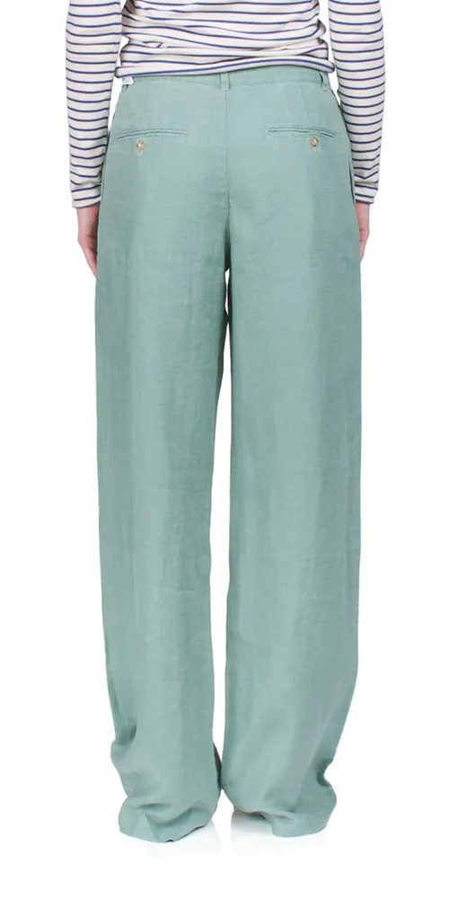 Double Pleat Wide Leg Chino Sage