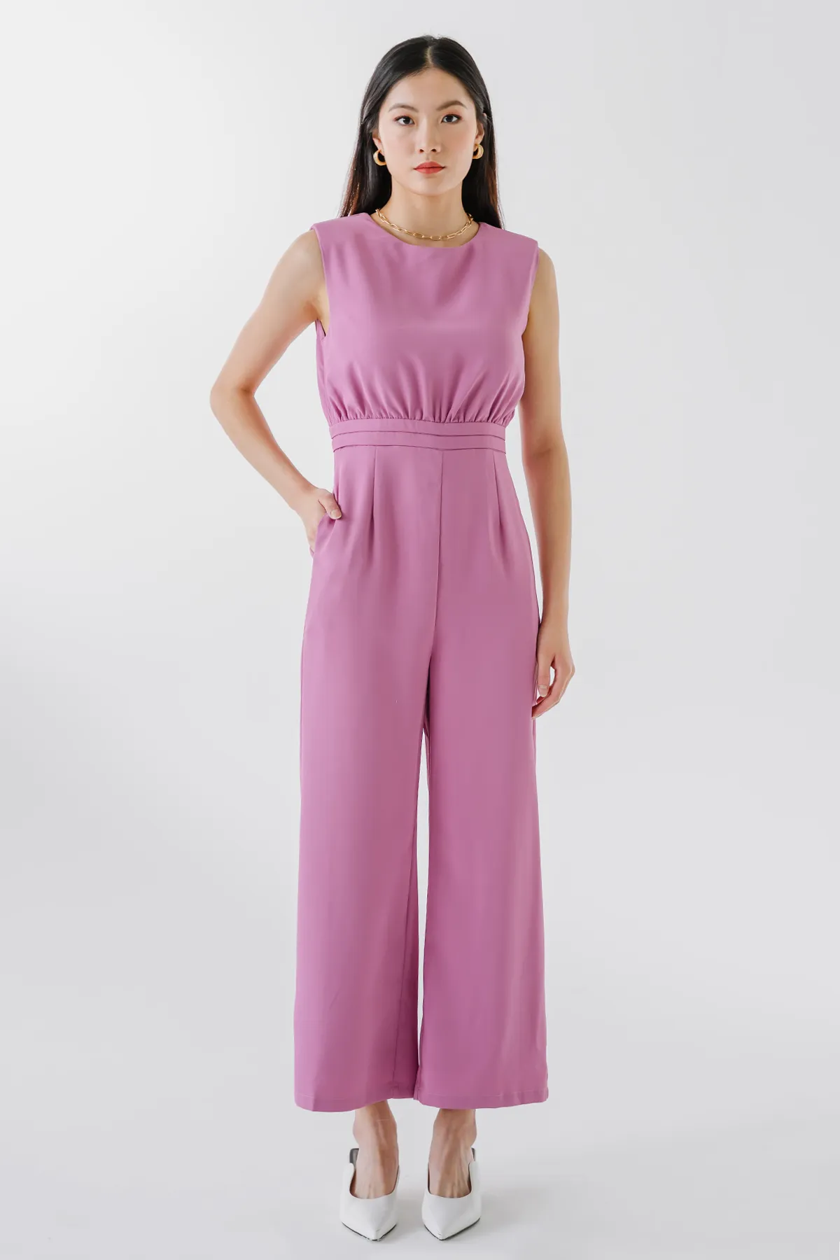 Downtown Padded Tailored Jumpsuit (Orchid)