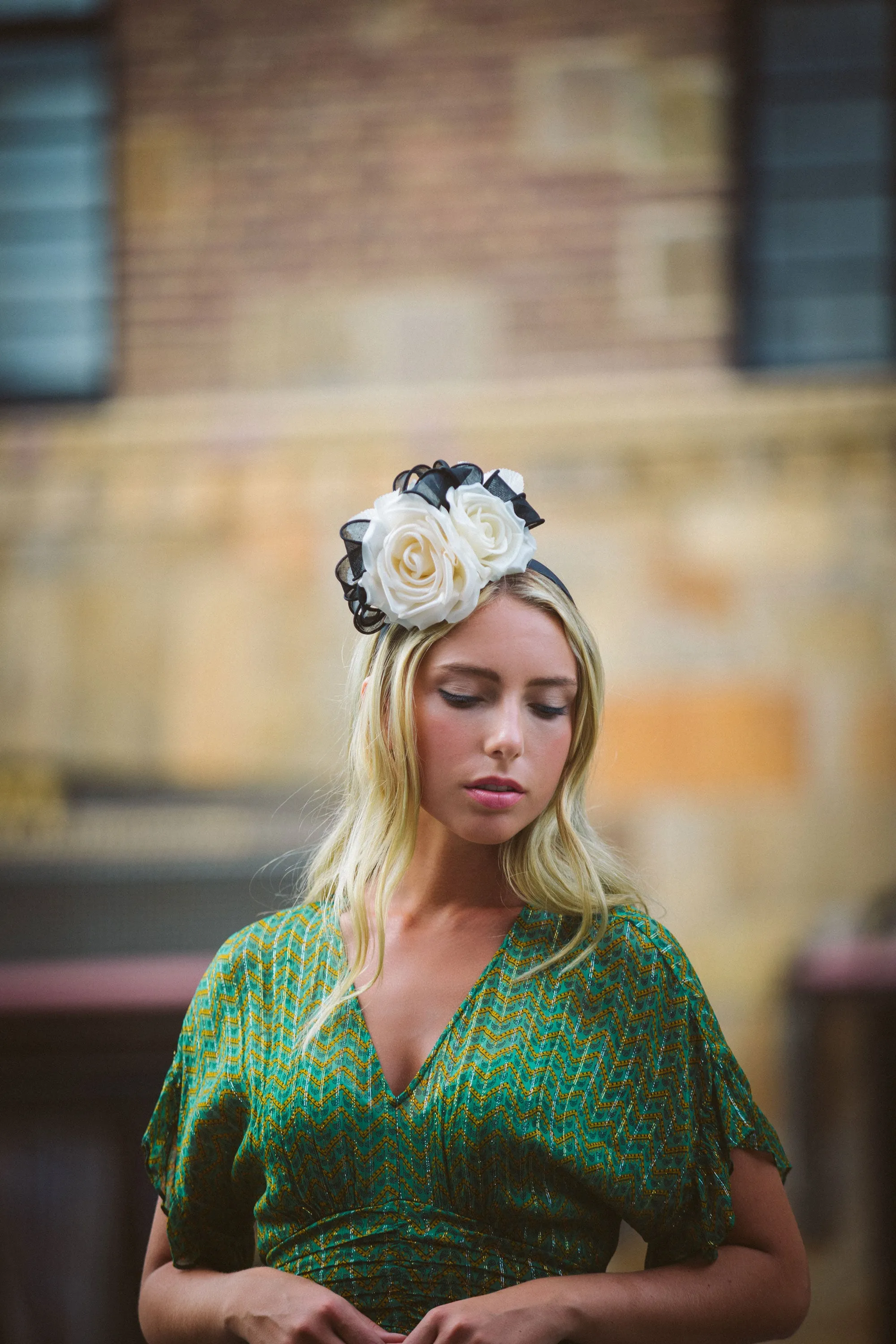 Dulcia: Black and White Rose Headband