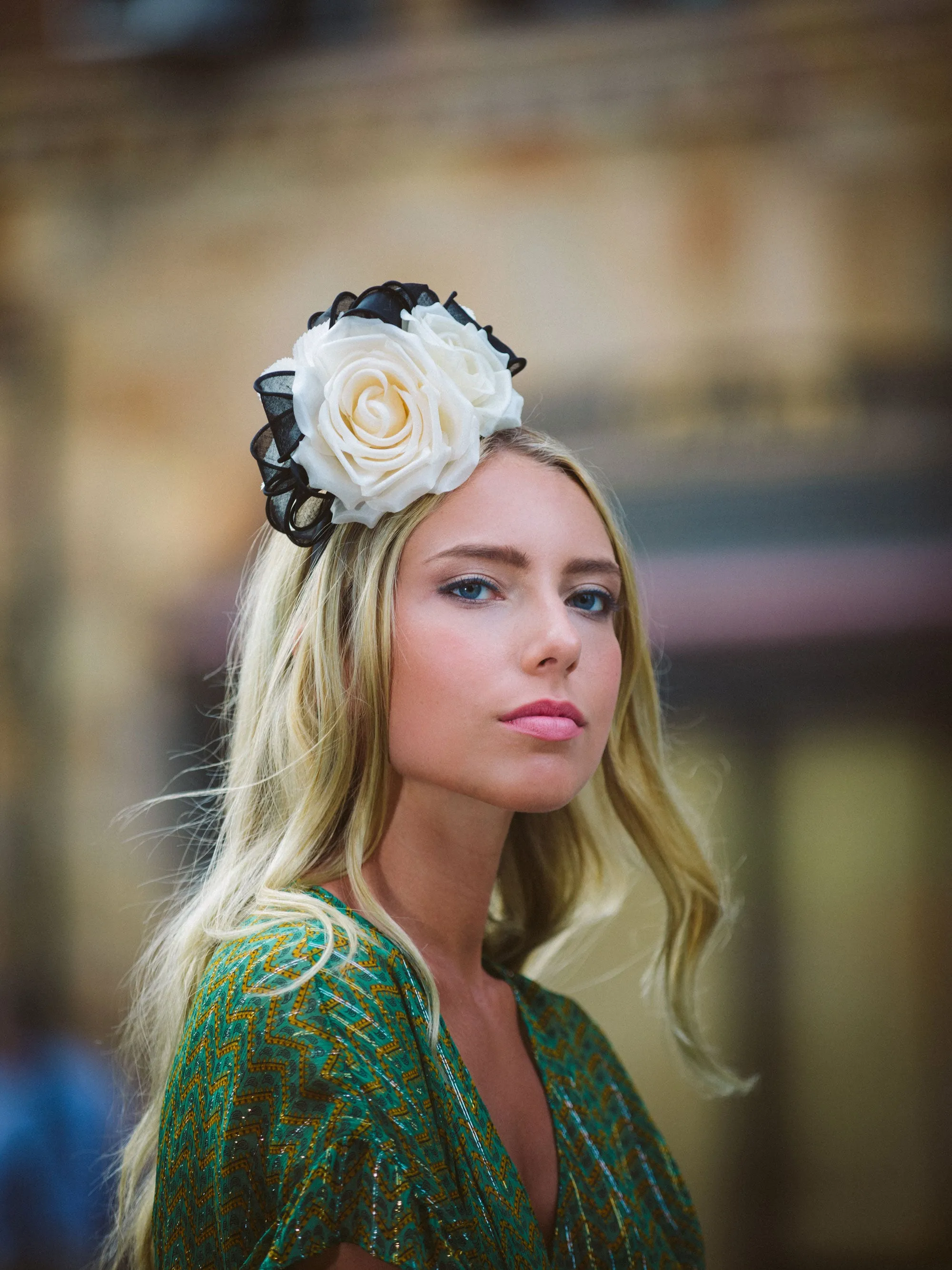 Dulcia: Black and White Rose Headband