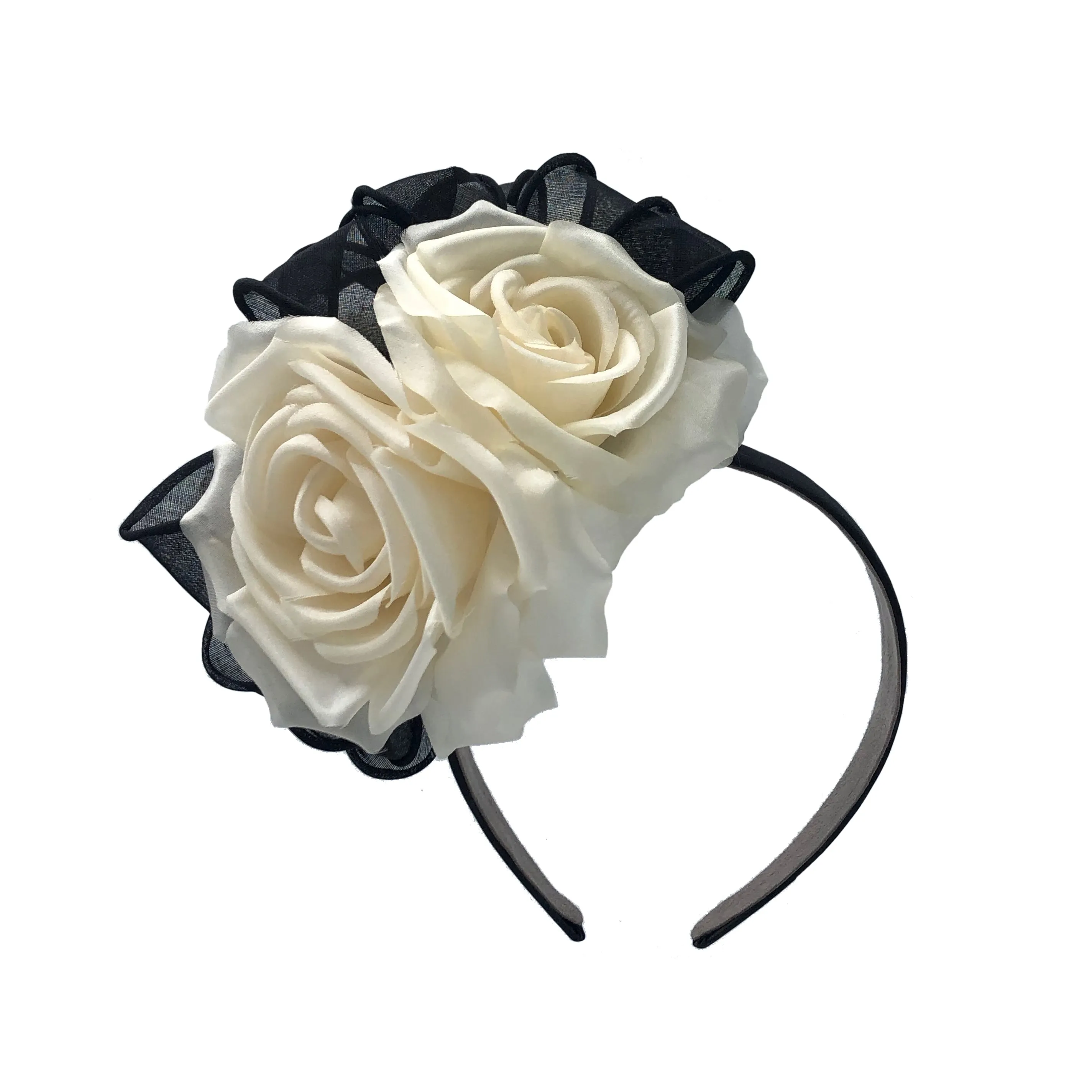 Dulcia: Black and White Rose Headband